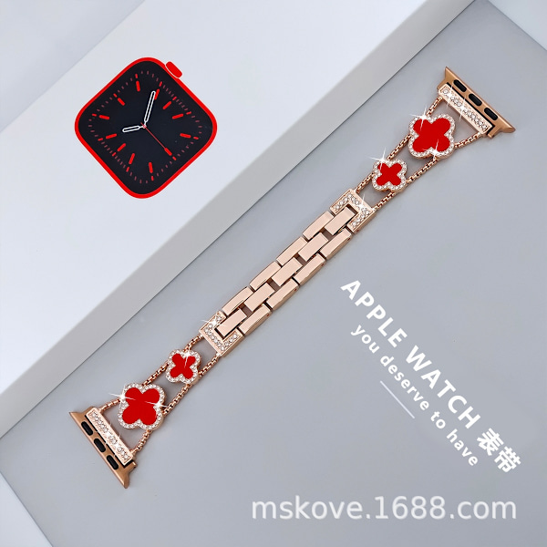 Klokkereim for Apple Watch iWatch 38/40/41mm - 9 generasjoner rosegull + rubin