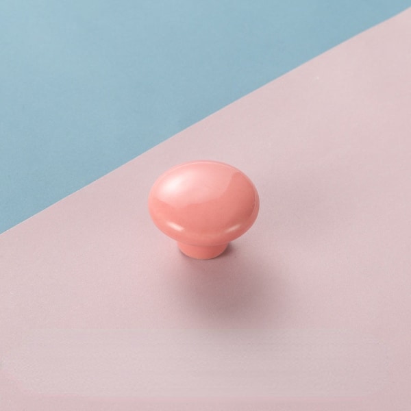 Søt fargerik tegneserie for barn keramisk håndtak Skuffehåndtak 8 STK Rundt håndtak med ett hull Pink