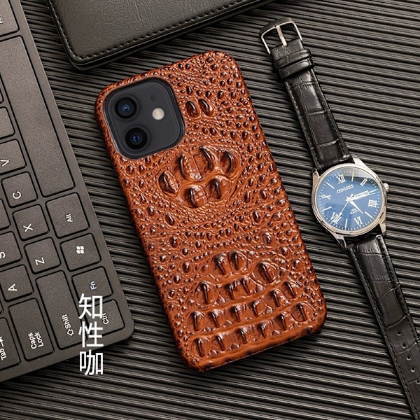 Fodral för iPhone 13 Intellektuell Kaffe Läder kohud dödskalle halv high end lyx