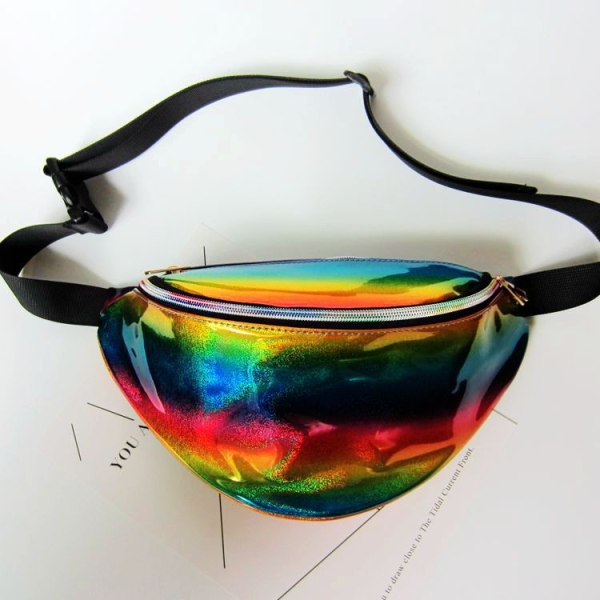 Menn kvinner Fanny Pack midjeveske Flow Outdoor Sports og Casual Reflekterende Gjennomsiktig PVC Skråbryst Laser transparent