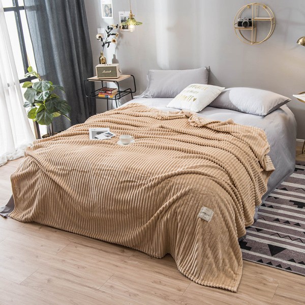 Ensfarvet Milk Velvet Blanket Office Nap Blanket Gavetæppe Milk Velvet Blanket Khaki light 70*100cm