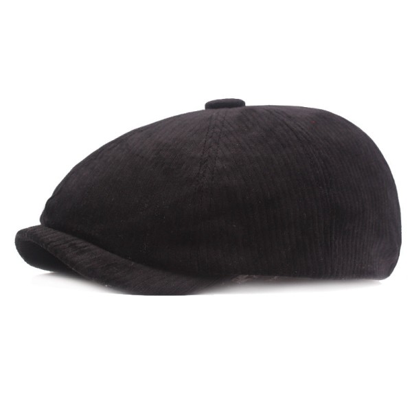 Baretti Hattu Baretti Naisten kahdeksankulmainen cap Taiteellinen nuorisohattu korealainen casual Advance-hatut Miesten hattu Black M（56-58cm）