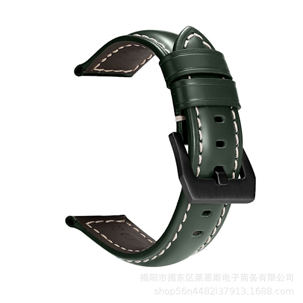 Urrem til Apple Watch iWatch Anvendelig interface 42-44-45-49mm HW-Glossy læder mørkegrøn-Sort spænde- PNH