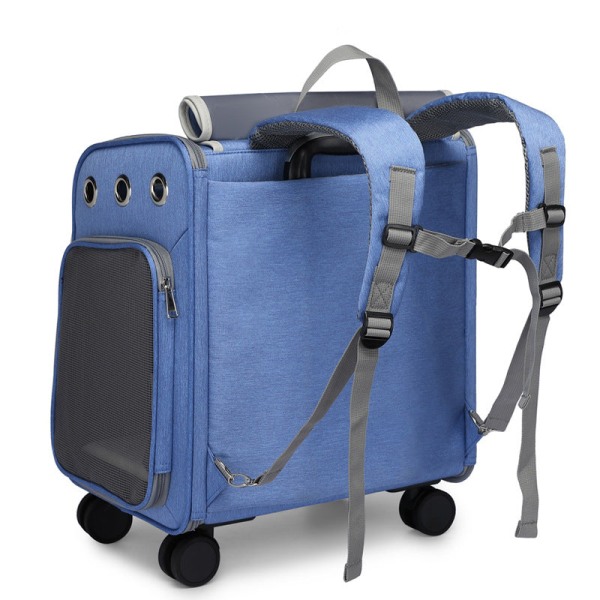 Ryggsäck Large Space Mute Universal Wheel Cat Bag Folding Draw-Bar Pet Bag Gray