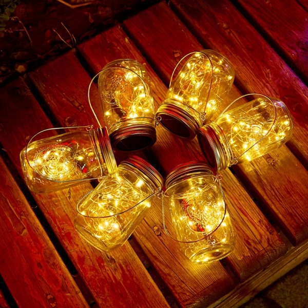 1 STK LED Solar Fairy Light For Mason Jar Lokk Hage Dekor Julelys Utendørs Bryllup Dekor Dekorative Led Lamper ingen krukker Red