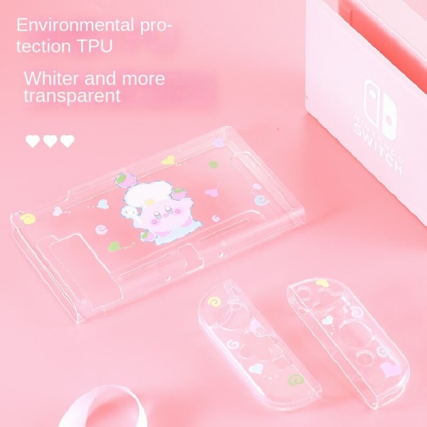 For bryterbeskyttelsesveske Gjennomsiktig TPU silikonetui Kirby Cute NS Soft Case Pluggbar base Game kitten