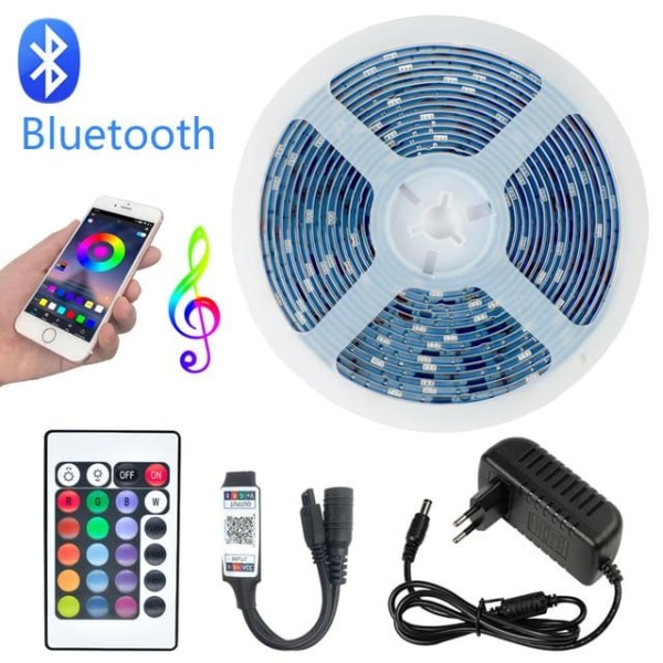 Bluetooth LED Strip Lights 5/10/15/20M RGB 5050 SMD fjernkontroll+adapter Julefestdekorasjon MultiColor 20M-US Plug