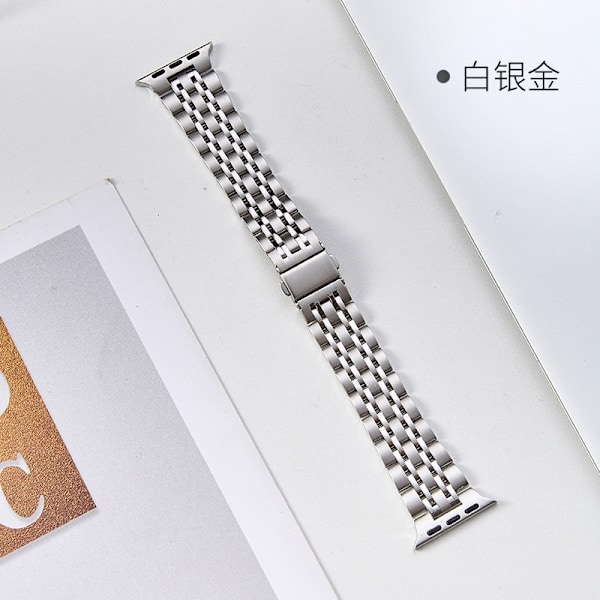 Klockarmband för Apple Watch iWatch 42-44-45, enhet med gråtförbindelse, sju pärlor, silver
