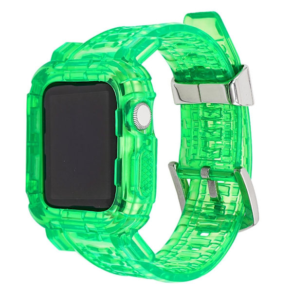 Klockarmband för Apple Watch iWatch 38/40/41mm Jelly Green, Förlängd Version, med Stålfälgar