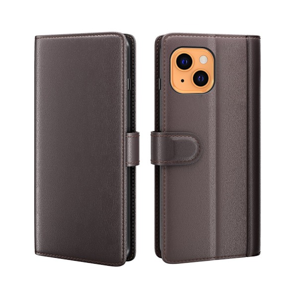Etui til iPhone 14 brun flip læder business tilpasset