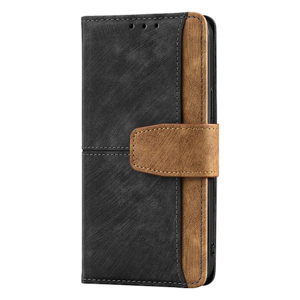 Kotelo iPhone 15 Plus -puhelimelle, musta, suojaava, pudotusta estävä nahka