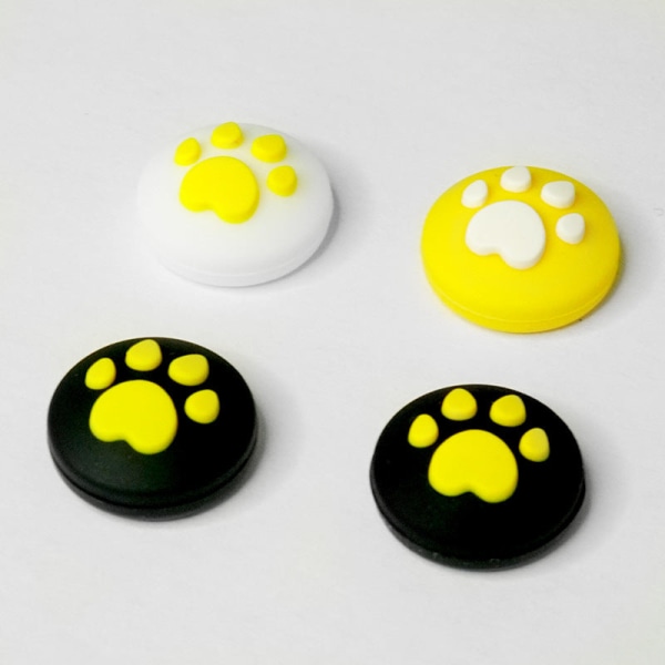 For Switch Rocker Cap for Game Console Lite Joy-Con NS Håndtak Silikon Cat's Paw Beskyttelseshette Black lemon yellow