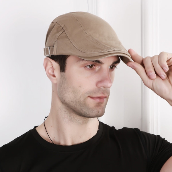Barettihattu Puuvillainen cap Miesten Naisten Matka-aurinkohattu Retro Advance-hatut Taiteellinen nuorisohattu Beige Adjustable