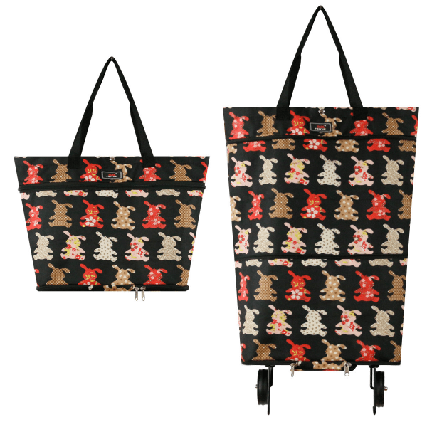 Backpack Bag Shopping Bag Foldable Shopping Trolley Travel Bag Wheel Bags with Roller Big White Dot 20-35L