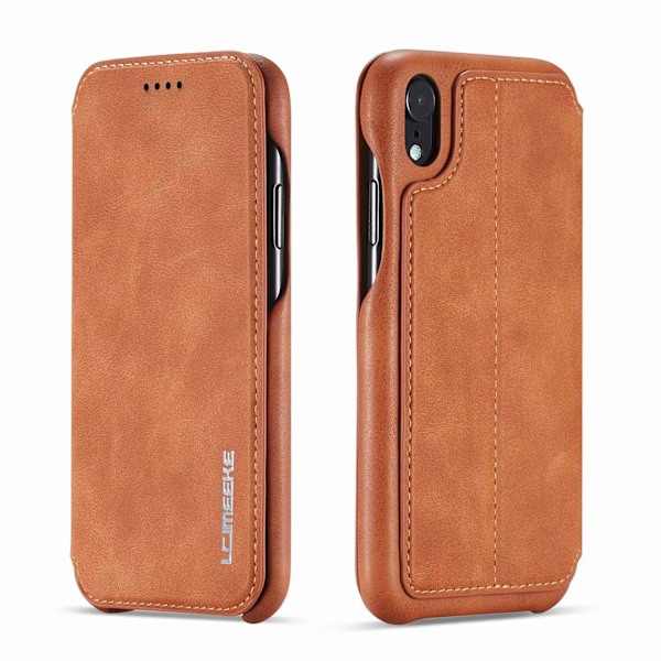Fodral för iPhone 13 Pro brun Honggu kortplats flip läder