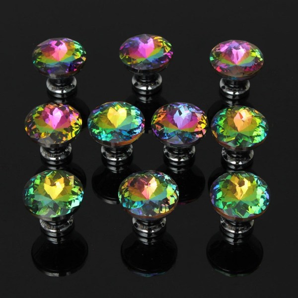 8st 30mm Zijinhua Färgglada Kristall Möbelhandtag Garderob Låda Dörrhandtag Colorful