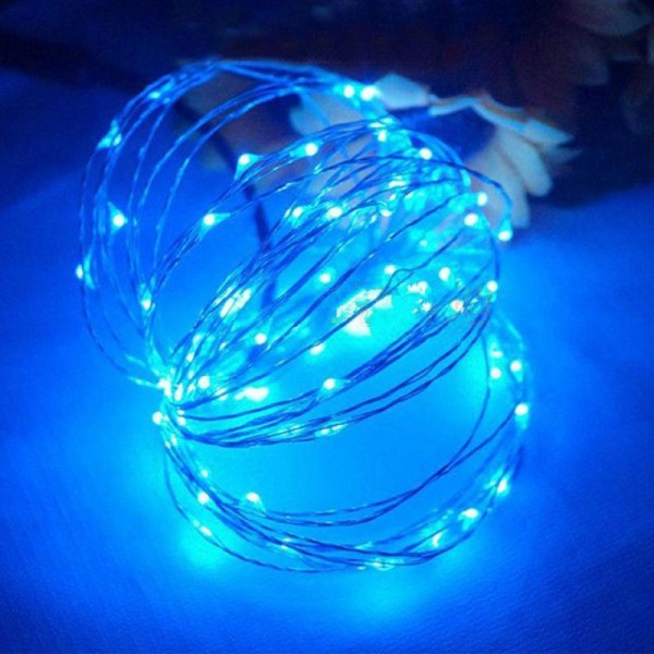 2M 3M 5M 10M 2 Modi Kobbertråd LED-lys for juletre bryllupsfest dekorasjon Blue 2M 20LEDs