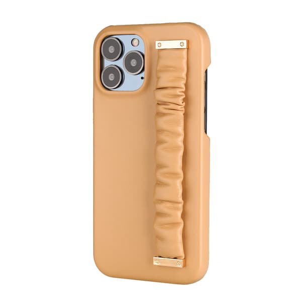 Etui til iPhone 14 Pro Max lys brunt lærarmbånd
