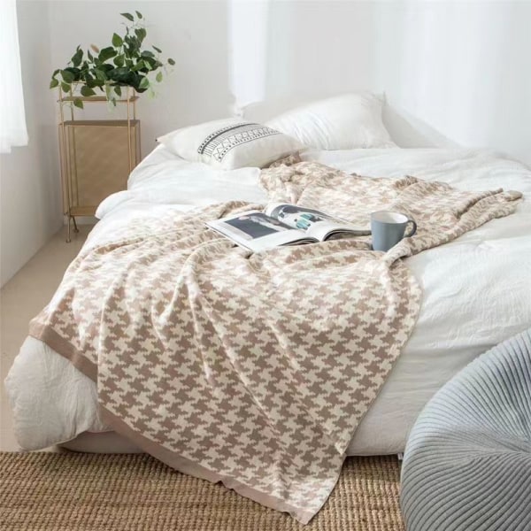 Nordic Houndstooth Stickad Filt Office Filt Tränare Tupplur Filt Four Seasons Universal Green 110*170cm