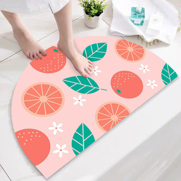 Badmatta Halkfri Absorberande Dusch Badrumsmatta Matta Halvcirkel Strawberry 40 * 80cm