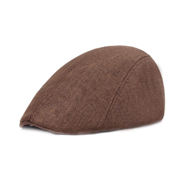 Baskermössa Bomull och linne Basker herr Retro Peaked Cap Medelålders och äldre hatt Tunna sommar Advance Hattar Brown M（56-58cm）