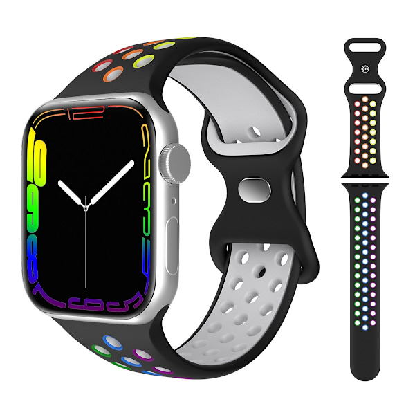 Kellon ranneke Apple Watch iWatch 38/40/41mm musta ja värikäs