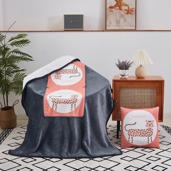 Tykt lammeskindstæppe Coral Fleecepude Kontorlurepude Tæppe dobbeltbrug Cute hedgehog Pillow 40 * 40cm quilt 105 * 155cm