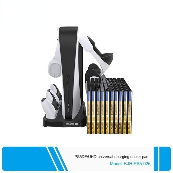 För Ps5de/UHD Host Multi-Function Cooler Pad med lagringsplatta Rack P5 Handtag Dual-Seat Laddare