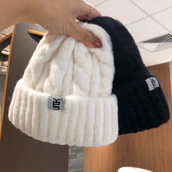 Lämmin talvi neulottu pipo hatut hamppukuvioinen hattu naisille katumatkailu ulkona unisex Beige M
