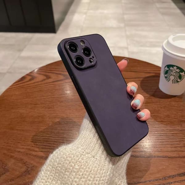 Fodral för iPhone 13promax fint hål full [mörklila] imitation päls smutsresistent stil par