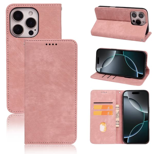 Etui til iPhone 16E Rose gull magnetisk lær