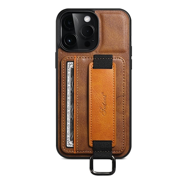 Etui til iPhone 16 Plus H13 brun kortholder håndledsrem læder
