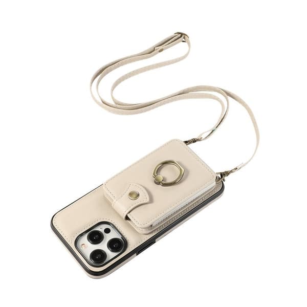 Etui til iPhone16PRO beige kortholder skulderstropp