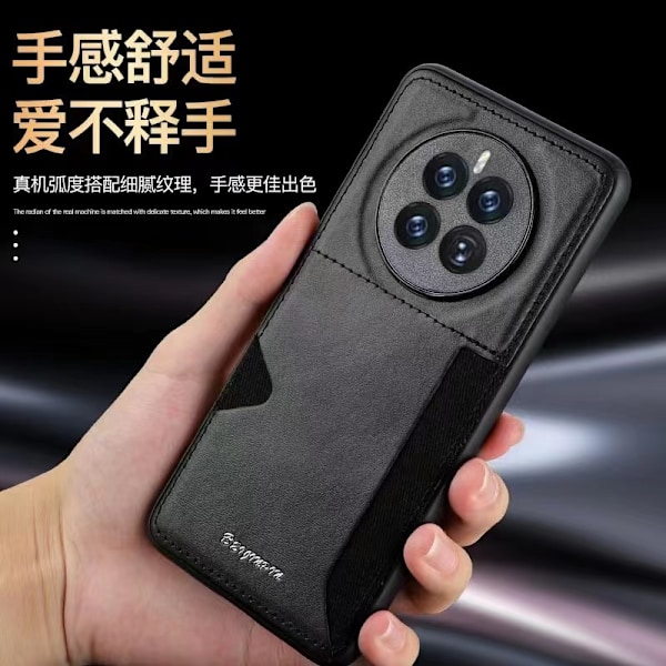 Fodral för iPhone 14 6.1 svart kortplats läder enkel PU anti fall