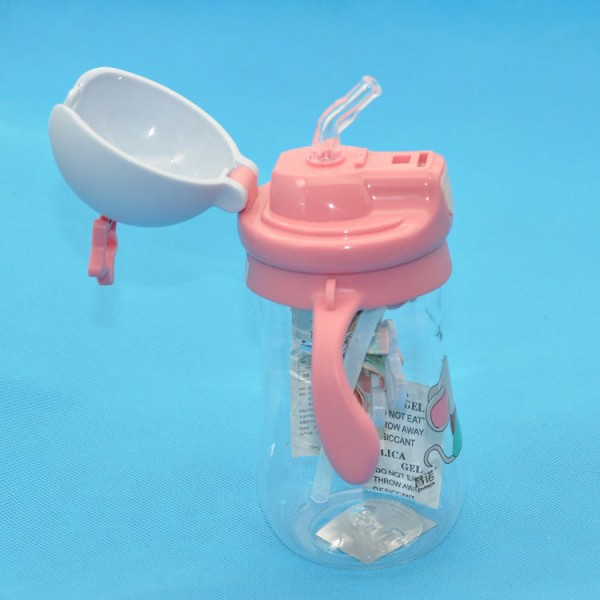 Børn vand drikkeflaske sød til børn strå strop håndtag plastik tegneserie 280 ml rabbit