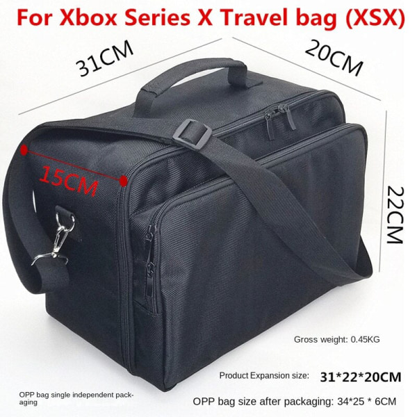 Xbox Series X -konsolilaukkuun Xsx-pelikonsolin kahvan säilytyslaukku, kaksikerroksinen suoja XSX Black
