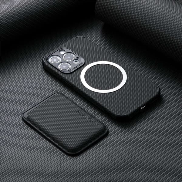 Fodral för iPhone 13 Pro Max svart korthållare magnetisk full