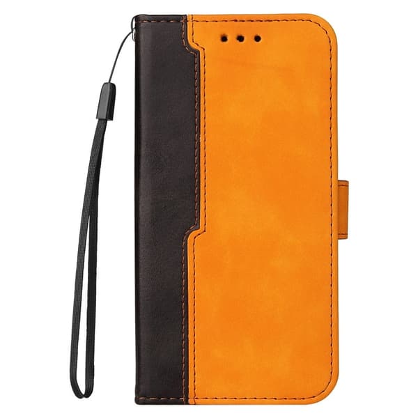Fodral för iPhone 14 orange affärssömnad läder brittisk affärsstil