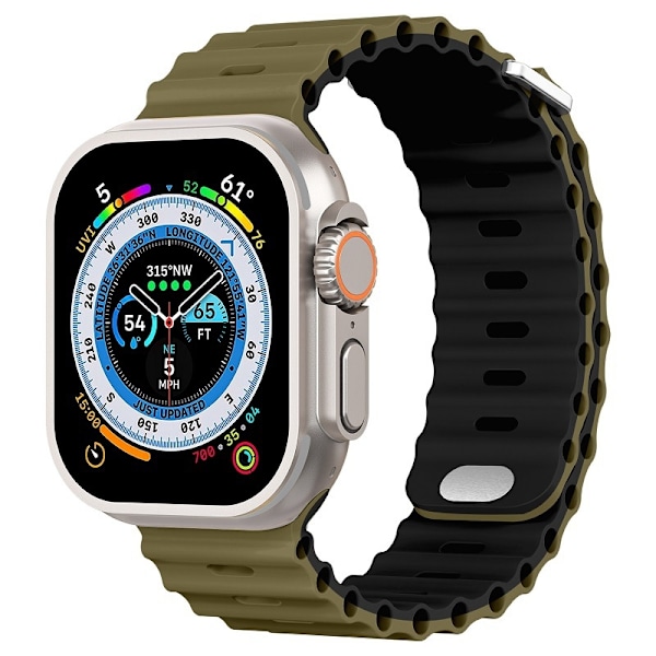 Kellon ranneke Apple Watch iWatch 38/40/41mm oliivi+musta