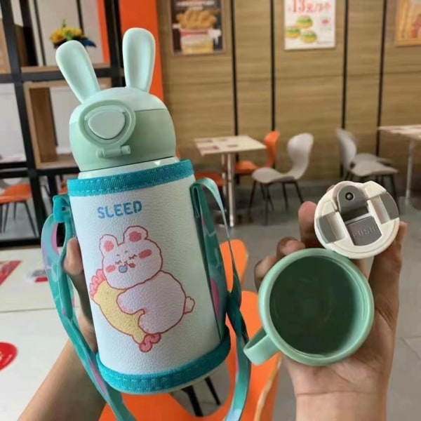 Barn vatten dricksflaska söt för barn 316 rostfritt stål isolerad dubbelt cover Cartoon Portable 500ml