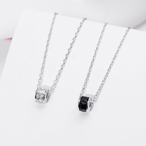 Kvinder Halskæde Kæde Choker Vedhæng Smykker Piger Gavering Zirconium Diamond S925 Sterling Sølv Black 925 silver