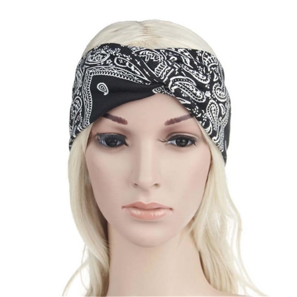 Twist Elastic Turban Pandebånd Head Wrap Hårbånd Hovedbeklædning Bandana Hårtilbehør Black