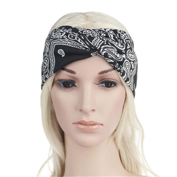 Twist Elastic Turban Pannband Head Wrap Hårband Huvudbonader Bandana Håraccessoarer White