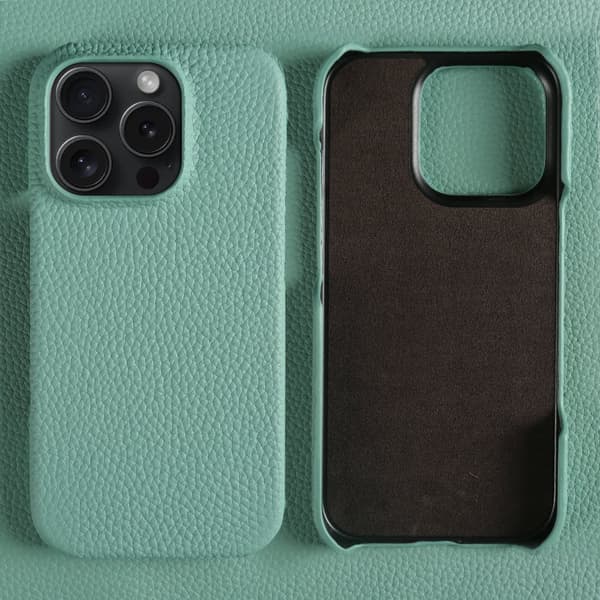 Etui til iPhone 16 Cyan lær Premium kuskinn