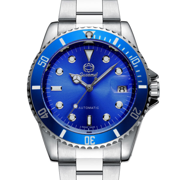 Herreure Submariner Watch Rotating Black Ghost Green Calendar Luminous Gift Blue Circle blue