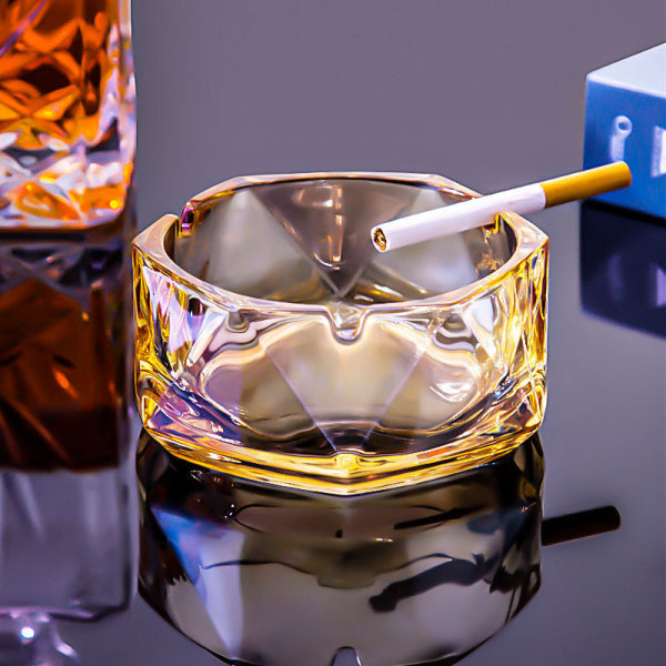 Askebæger INS Style Creative Glass Home Bar KTV Stort askebæger Smoke gray ashtray (geometry)