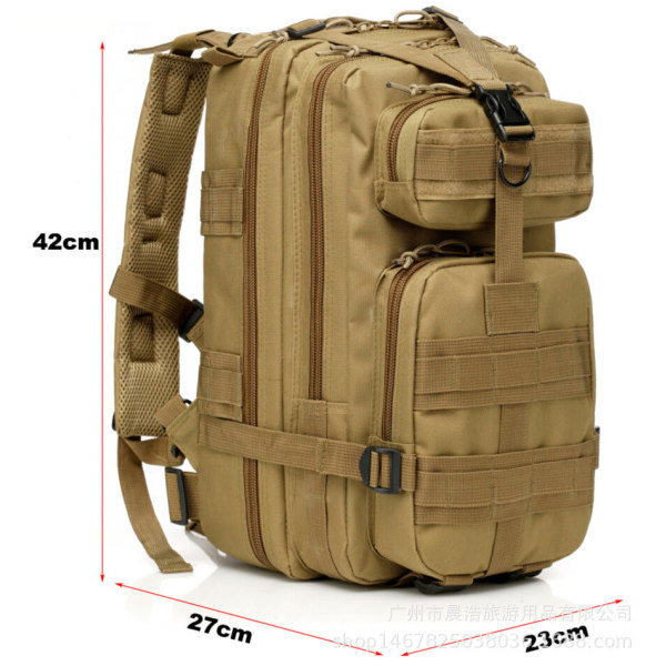 Kvinder pige rygsæk skulder taske skoletaske Tactical 3P Outdoor Camouflage Multi-Purpose Package Militære fans Bjergbestigning 42*27*23cm Khaki