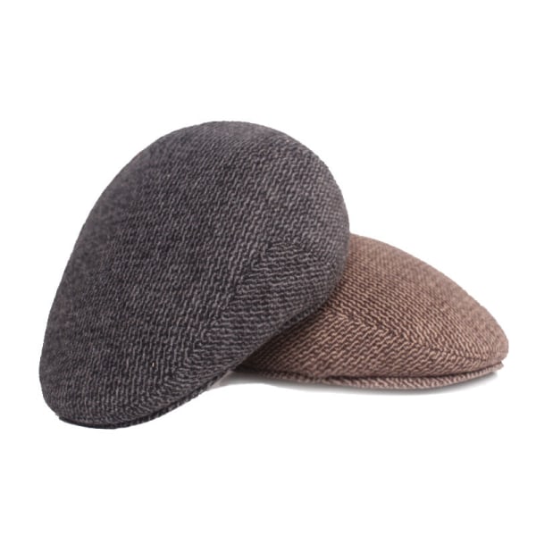 Beretlue Middelaldrende og eldre Beret Tykkede øreklaffer Peaked Cap Retro Advance Hats Herrelue Light gray XL