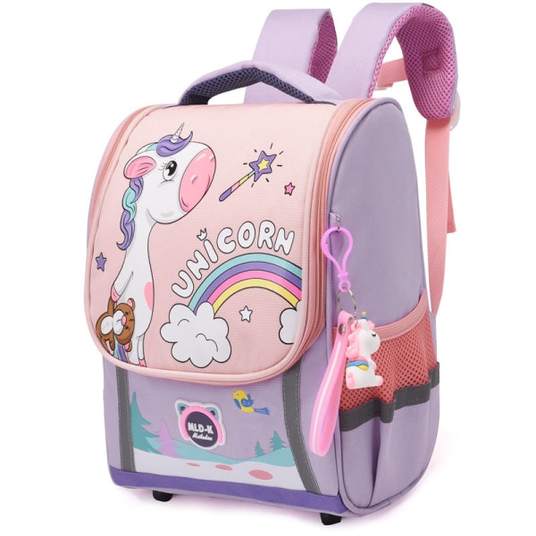 Lasten lasten reppu toddler koululaukku selkäsuoja Sarjakuva Yksisarvinen söpö ja kevyt sateenkaari Light Purple Unicorn Large size