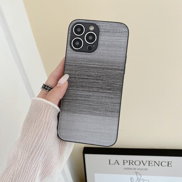Fodral för iPhone15ProMax ‖Svart linsram‖ Sommar gradient trefärgat läder retro grain